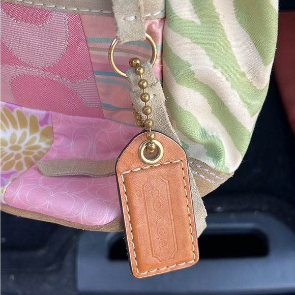 Coach Green and Pink Patchwork Tote Bag - Picture 4 of 4